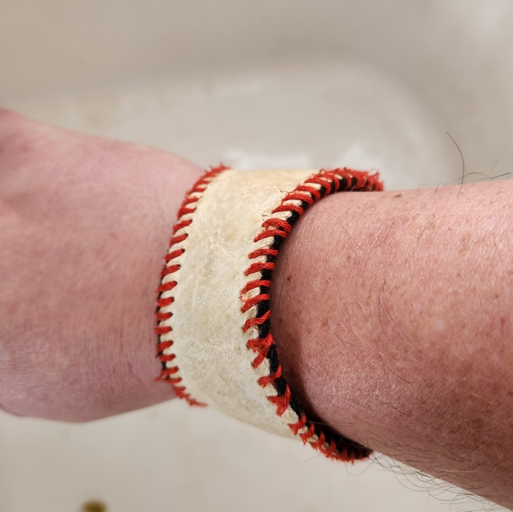 Homemade Baseball or softball bracelets- made out of old baseballs or softballs